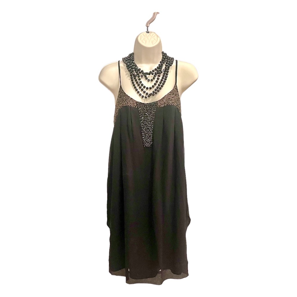 Vintage Club Monaco Silk Chiffon Slip Mini Dress.